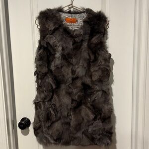 Patrizia Luca Faux Fur Vest in Dark Brown